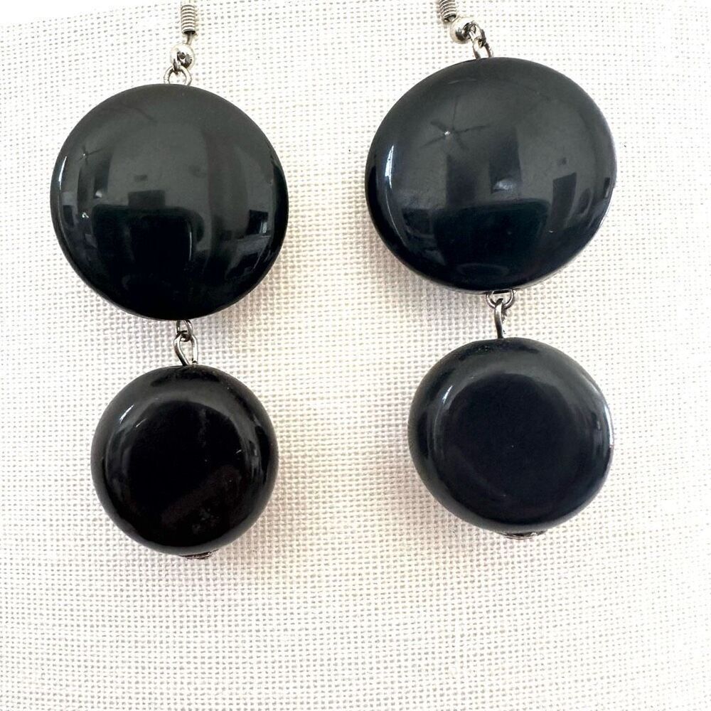 Black chunky beaded earrings